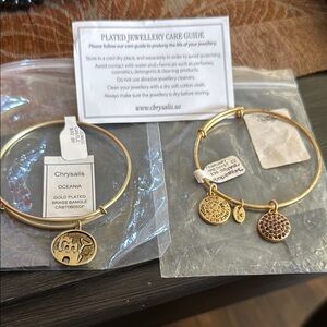 Gold Plated brass bangles and Charm Set of 2
